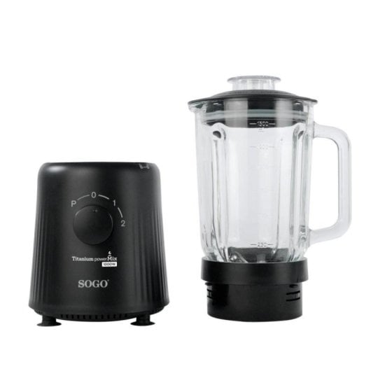 Batidora de Vaso Sogo BAT-SS-5570 1000W 1.5L Acero Inoxidable Titanio 2 Velocidades Negra