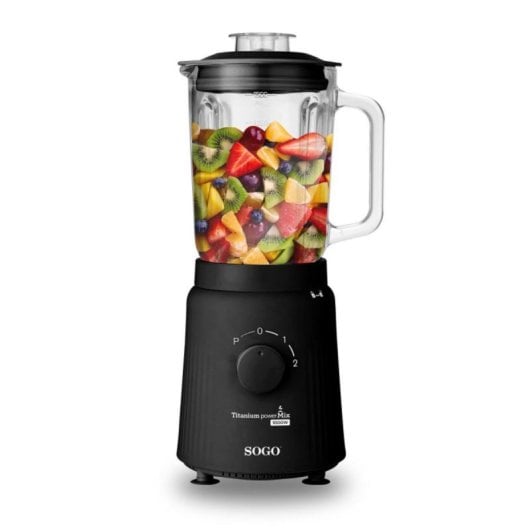 Batidora de Vaso Sogo BAT-SS-5570 1000W 1.5L Acero Inoxidable Titanio 2 Velocidades Negra
