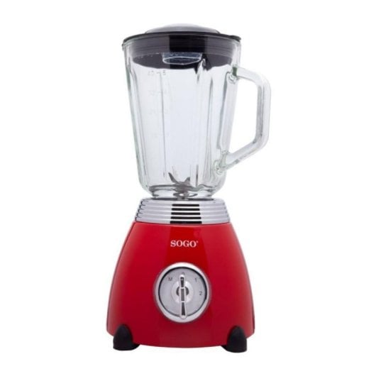 Batidora de vaso Sogo SS-5565 Acero Inoxidable 500W 1,5L Jarra de Cristal Rojo Pulse Picahielos