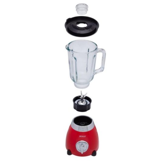 Batidora de vaso Sogo SS-5565 Acero Inoxidable 500W 1,5L Jarra de Cristal Rojo Pulse Picahielos
