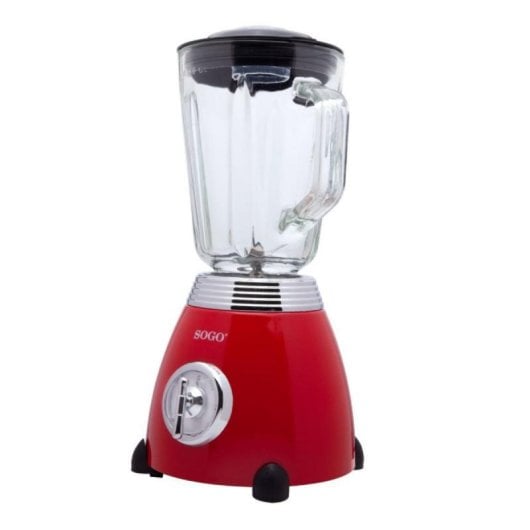 Batidora de vaso Sogo SS-5565 Acero Inoxidable 500W 1,5L Jarra de Cristal Rojo Pulse Picahielos