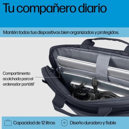 Maletín HP Everyday 16" Gris Resistente al Agua Poliéster Universal 490g Volumen 12L
