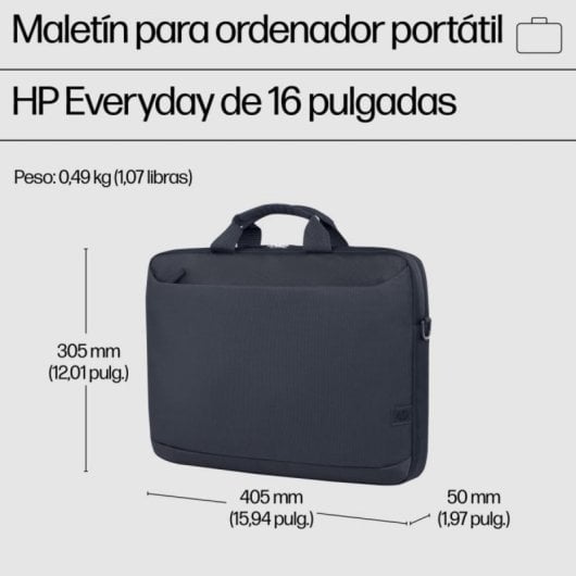 Maletín HP Everyday 16" Gris Resistente al Agua Poliéster Universal 490g Volumen 12L