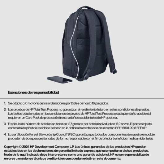 HP Everyday Rucksack für Laptops 16" Grau 570g Polyester Wasserdicht Universell