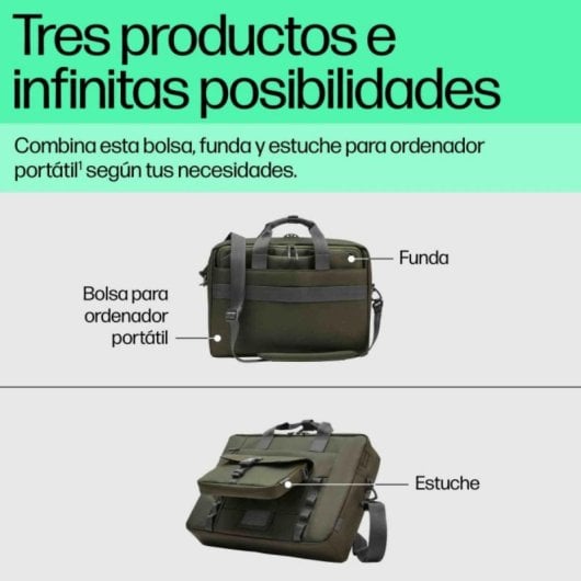 Borsa modulare HP per portatili 15,6 pollici Verde Grigia 22L Borsa modulare HP per portatili 15,6 pollici Verde Grigia 22L