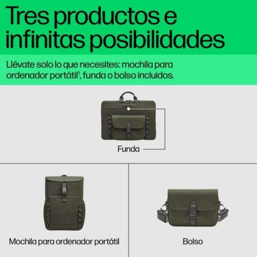 Mochila HP Modular para Portátil 15,6" Poliéster Verde/Gris Resistente al Agua 27L