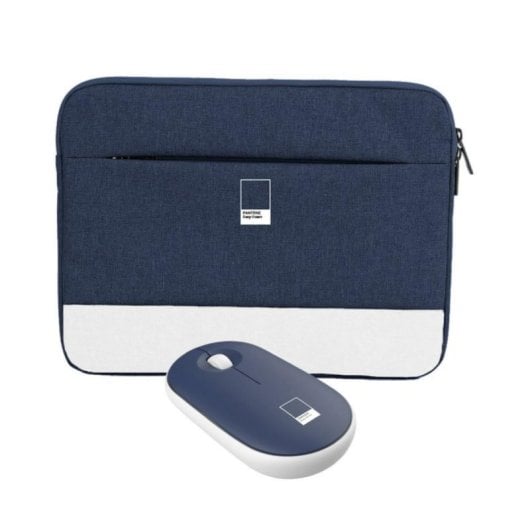 Funda Pantone KIT 15.6" Navy con ratón inalámbrico, poliéster, bolsillo frontal
