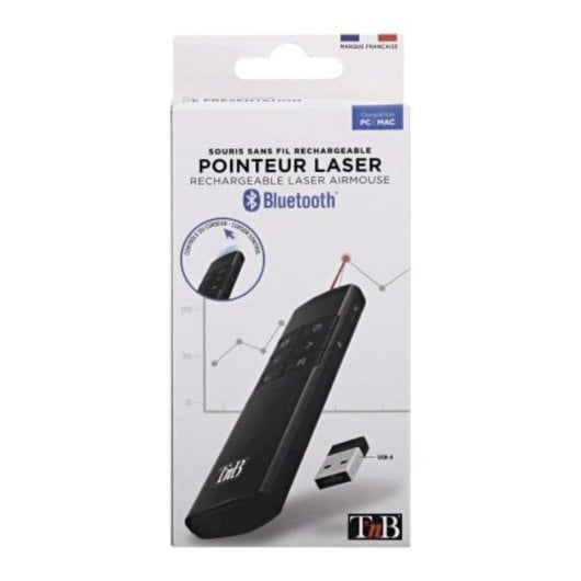 Präsentationslaser T'nB AIRMOUSE2 IR kabellos Wiederaufladbar Schwarz Präsentationslaser T'nB AIRMOUSE2 IR kabellos Wiederaufladbar Schwarz