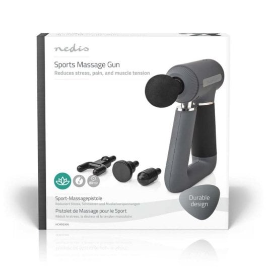 Massagepistole Nedis HCMSG300 6 Stufen 3200 RPM Lithium-Ionen Akku Grau