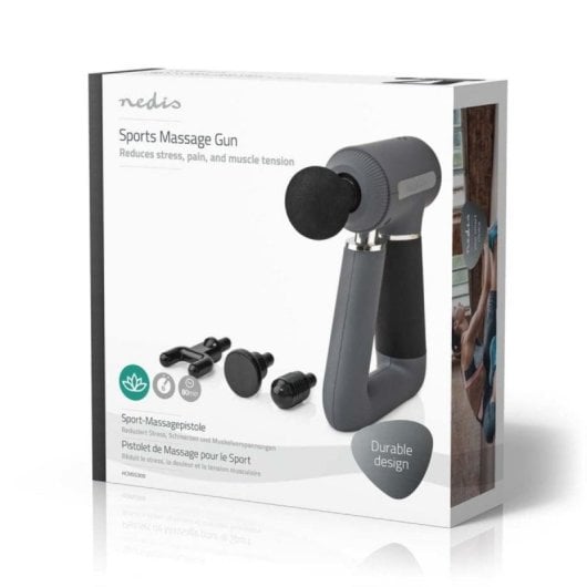 Massagepistole Nedis HCMSG300 6 Stufen 3200 RPM Lithium-Ionen Akku Grau