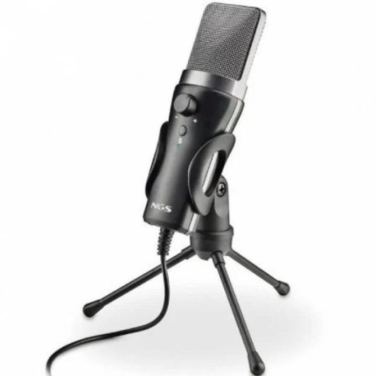 Microphone NGS MS120 USB cardioïde streaming podcast noir
