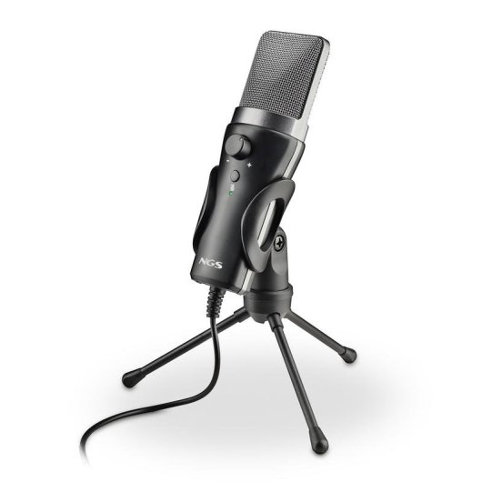 Microphone NGS MS120 USB cardioïde streaming podcast noir