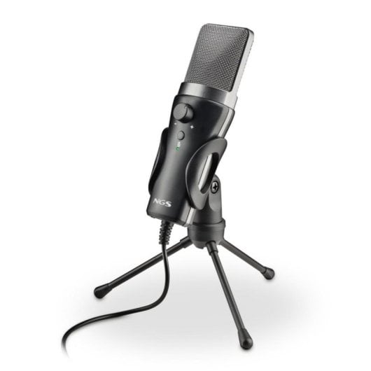 NGS MS120 Microfone Cardioide USB para Streaming/Podcast com Monitor e Baixa Latência Preto
