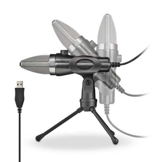 Microphone NGS MS120 USB cardioïde streaming podcast noir