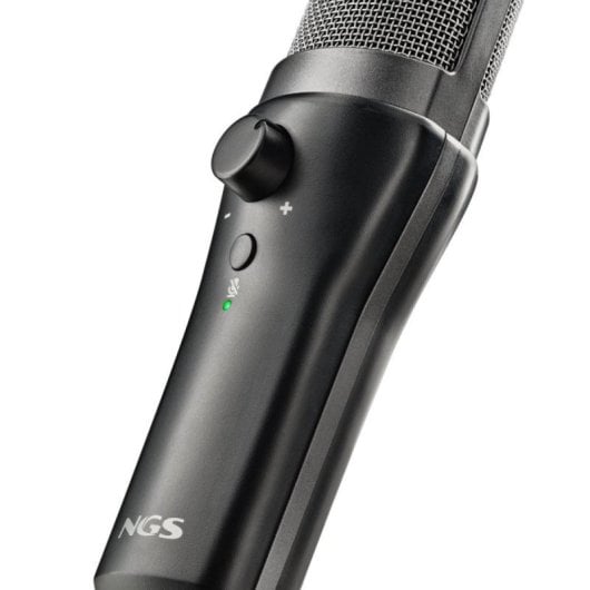 NGS MS120 Microfone Cardioide USB para Streaming/Podcast com Monitor e Baixa Latência Preto