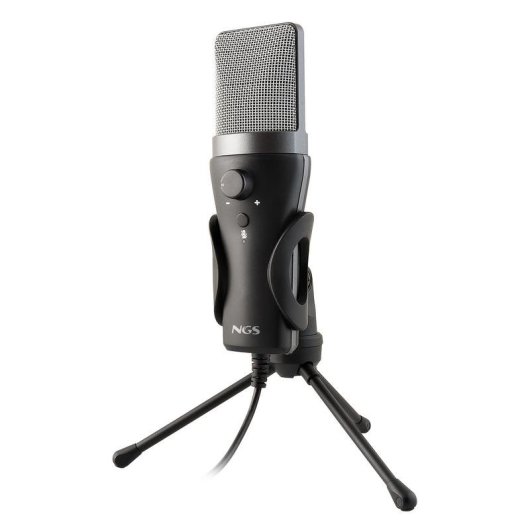 Microphone NGS MS120 USB cardioïde streaming podcast noir