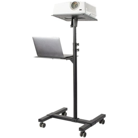 StarTech ADJPROJCART Carro Suporte Móvel para Portátil e Projetor com Altura Ajustável e 2 Estantes Aço