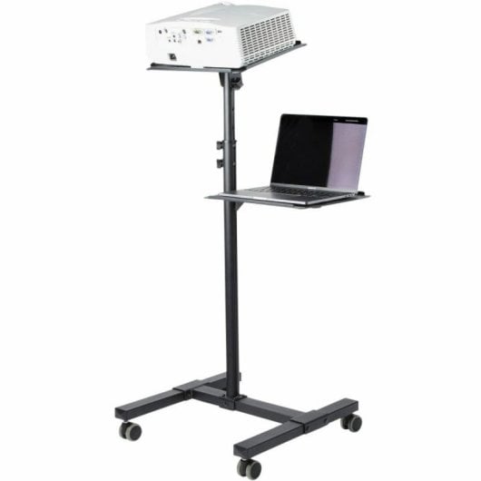 StarTech ADJPROJCART Carro Suporte Móvel para Portátil e Projetor com Altura Ajustável e 2 Estantes Aço