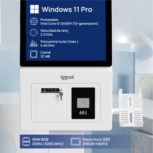 Kiosco interactivo iggual ORCHID KI-27 Intel Core i5 12ª Gen 8GB 256GB SSD 27" FHD Táctil Windows 11 Pro