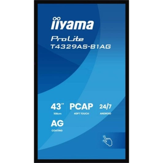 Panel interactivo iiyama T4329AS-B1AG 4K 42.5'' LED 20 puntos táctiles Android WiFi 24/7