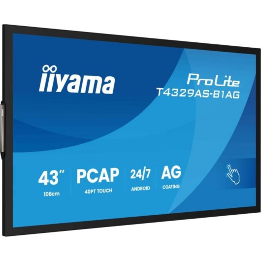 Panel interactivo iiyama T4329AS-B1AG 4K 42.5'' LED 20 puntos táctiles Android WiFi 24/7