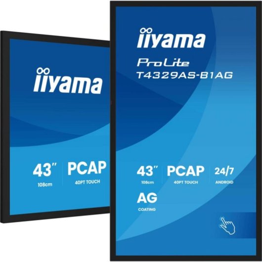 Panel interactivo iiyama T4329AS-B1AG 4K 42.5'' LED 20 puntos táctiles Android WiFi 24/7