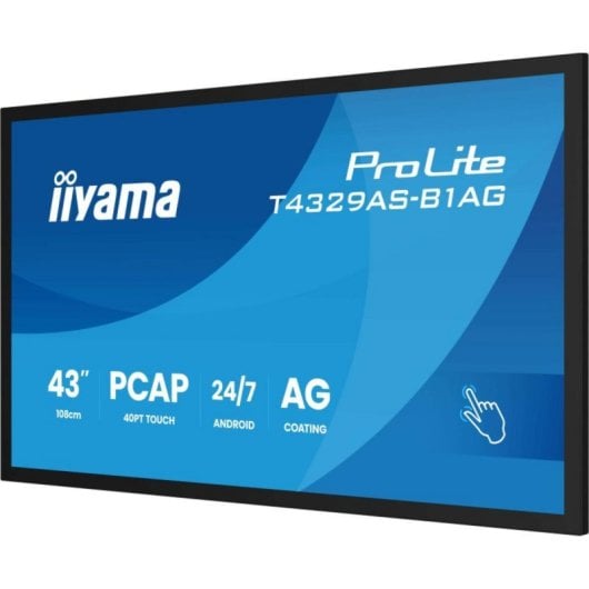 Panel interactivo iiyama T4329AS-B1AG 4K 42.5'' LED 20 puntos táctiles Android WiFi 24/7