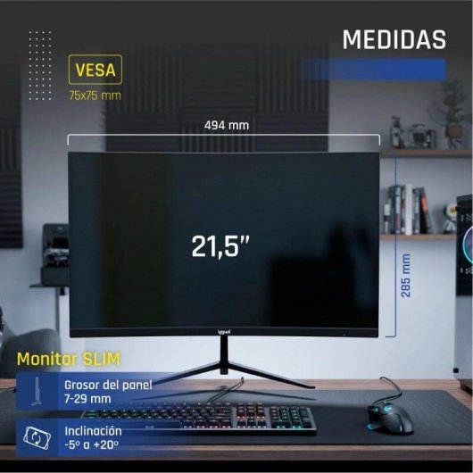 Monitor PC iggual ML21S 21.5" Full HD 120Hz IPS 1ms HDMI DP Frameless