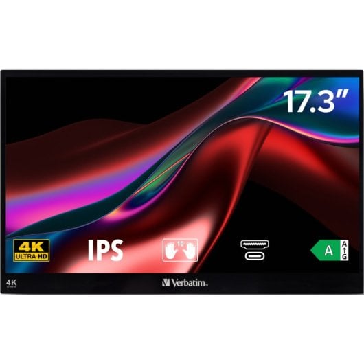 Monitor portátil Verbatim 32239 17.3" 4K Ultra HD IPS Táctil HDR FreeSync USB-C HDMI Negro