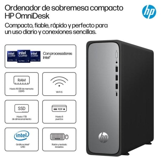 PC HP OmniDesk Slim Desktop S03-0012NS i5-14400 16GB 512GB SSD FreeDOS Plata