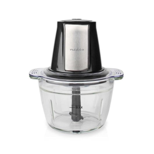 Minizerkleinerer Nedis KAMC300CGY 500W Glas 1L Edelstahlmesser Schwarz Silber Transparent
