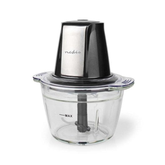 Minizerkleinerer Nedis KAMC300CGY 500W Glas 1L Edelstahlmesser Schwarz Silber Transparent