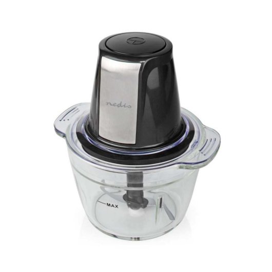 Minizerkleinerer Nedis KAMC300CGY 500W Glas 1L Edelstahlmesser Schwarz Silber Transparent