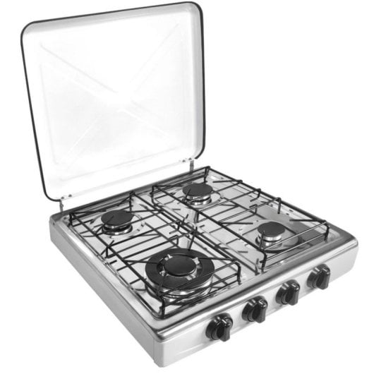 Hornillo Butano Vitrokitchen 452BB Blanco Encimera 4 Quemadores Acero Inox