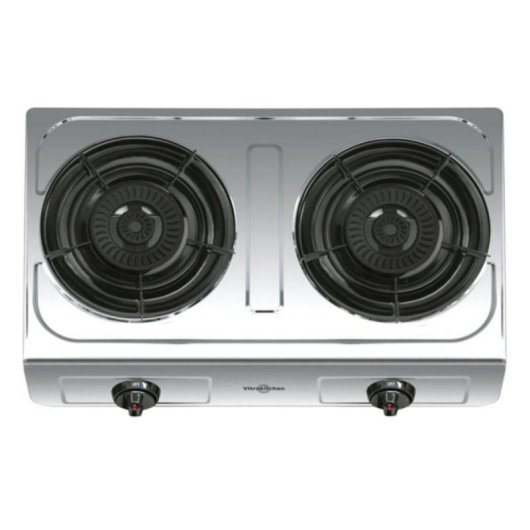 Hornillo de gas Vitrokitchen 260IB dos quemadores ciclón acero inoxidable compacto