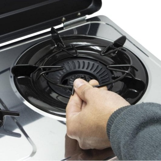 Hornillo de gas Vitrokitchen 260IB dos quemadores ciclón acero inoxidable compacto