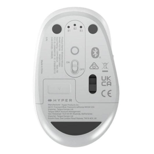 Ratón HYPER HS2100GL Bluetooth 2400 DPI 6 Botones Gris Blanco Multidispositivo