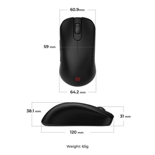 Ratón BenQ ZOWIE S2-DW Wireless 3200 DPI 7 Botones Negro Right-Handed RF USB-C