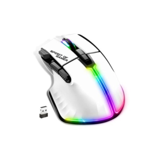 Spirit of Gamer PRO M5 Artic Rato Wireless com 8000DPI, 8 Botões e RGB Branco