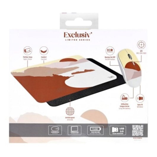 Mouse und Mauspad COAST EXCLUSIV Kabellos RF 3 Tasten Ambidextrous Multicolor