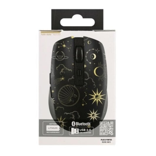 T'nB MWXASTRO2 Rato Sem Fios Bluetooth/USB com 1600 DPI, 6 Botões e Recarregável Preto