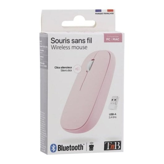 Ratón T'nB MWCOLORPK Bluetooth Ambidextro 1200DPI Rosa Pilas Incluidas USB A