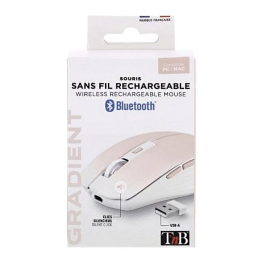 Ratón T'nB MWGRADIENTPK Bluetooth + USB Type-C 1600 DPI 6 Botones Rosa Blanco