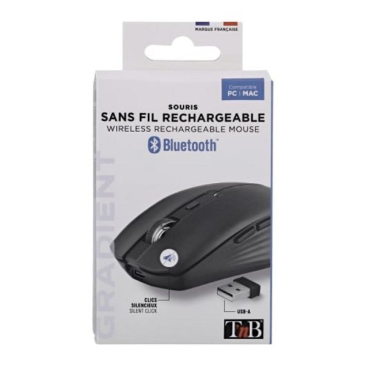 Ratón T'nB MWGRADIENTBK Bluetooth + USB Type-C 1600 DPI Negro Recargable Silencioso