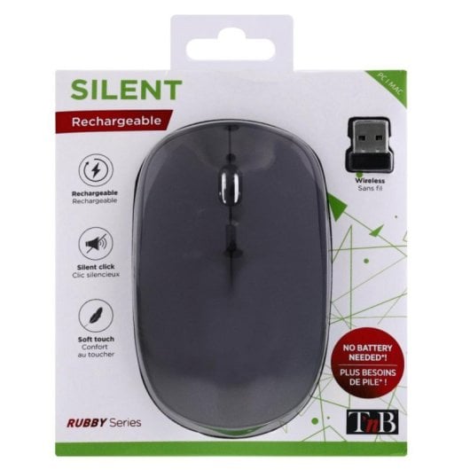 Souris T'nB RUBBY Ambidextre RF sans fil 1600 DPI Antracite