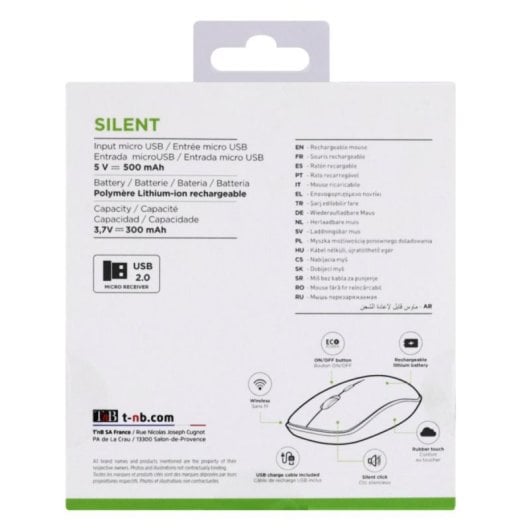 Souris T'nB RUBBY Ambidextre RF sans fil 1600 DPI Antracite
