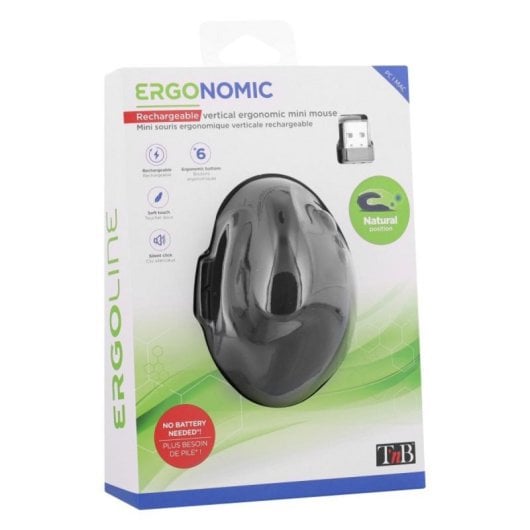 Ratón T'nB MWERGOVMN Vertical Inalámbrico 1600 DPI 6 Botones Recargable Negro