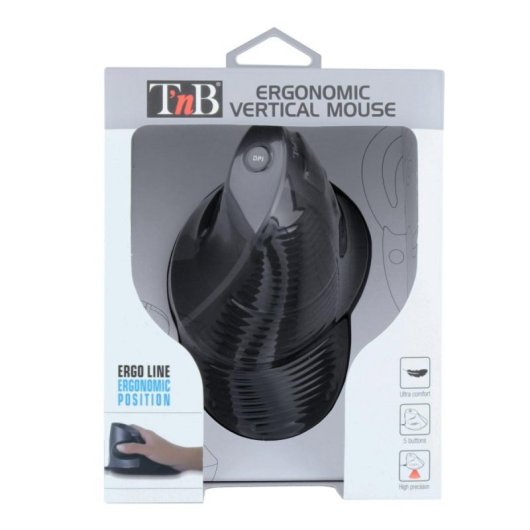 Ratón T'nB MUERGOV ergonómico vertical con cable retroiluminación 1600 DPI negro