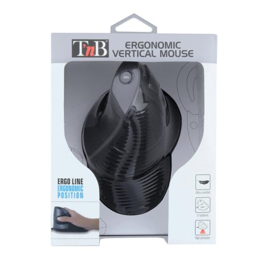 Ratón T'nB MUERGOV ergonómico vertical con cable retroiluminación 1600 DPI negro