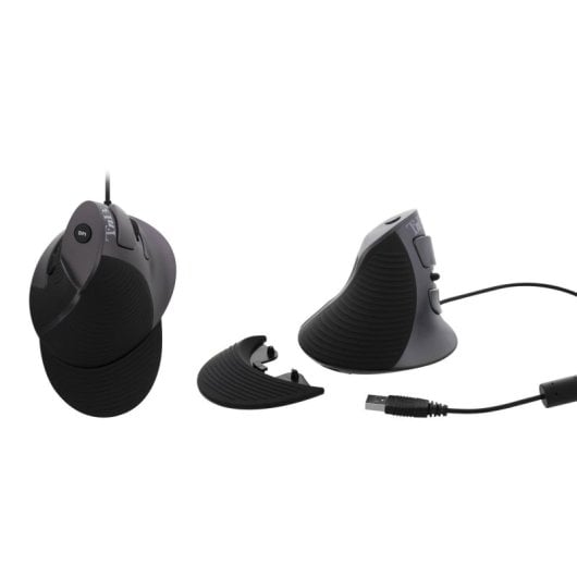 Ratón T'nB MUERGOV ergonómico vertical con cable retroiluminación 1600 DPI negro